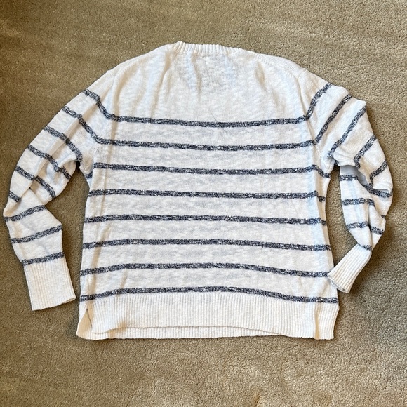 J. Crew Factory White and Navy Striped Beach Sweater - Picture 4 of 7